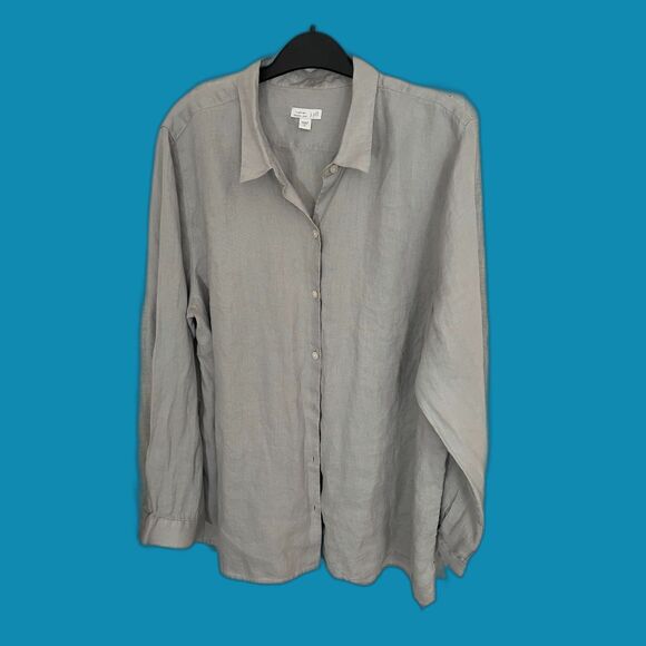 J. Jill Light Gray Button Down Shirt - Picture 1 of 7